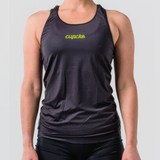 Womens Jet Black Run Singlet
